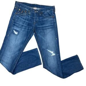 Vintage True Religion Jeans Y2K Size 28 Jordan Straight Leg Distressed denim USA